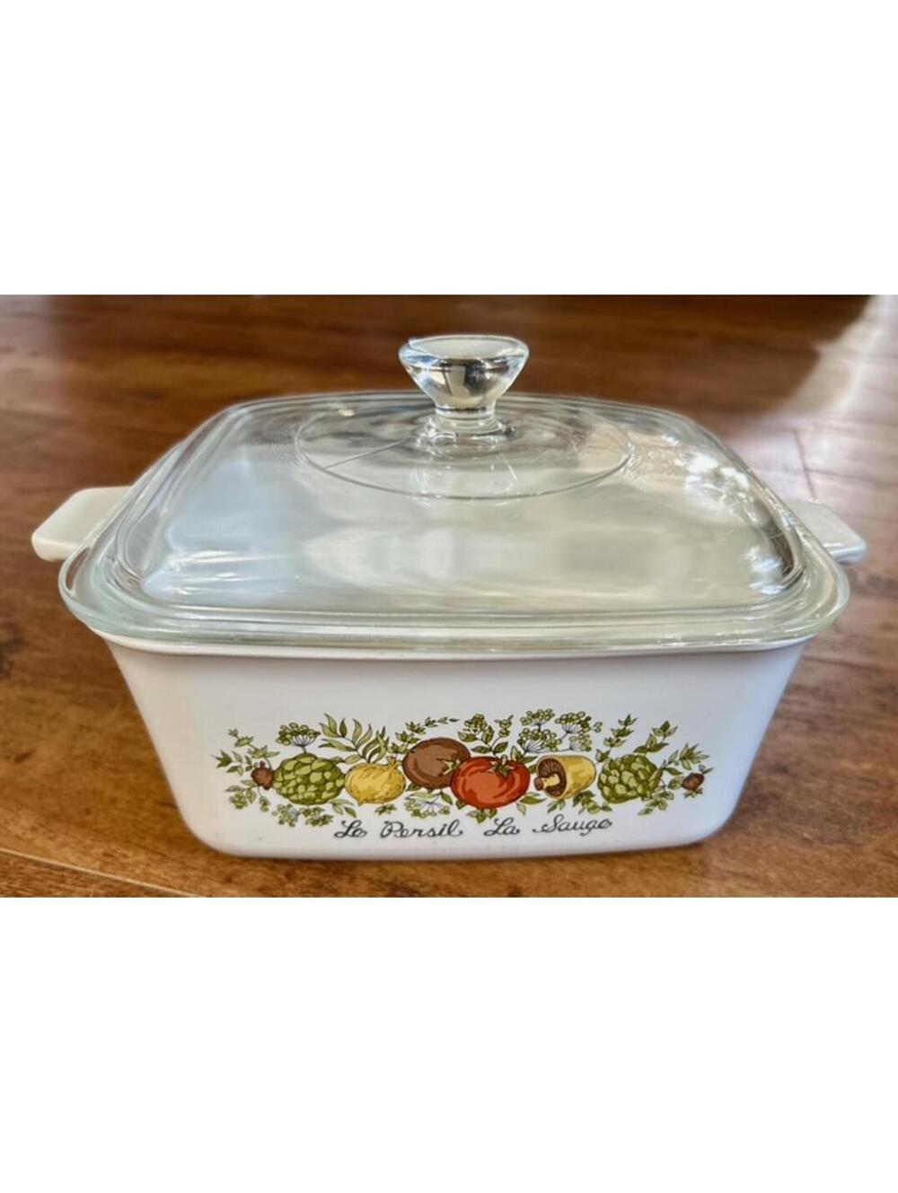 Vtg Corningware Casserole Dish with Glass Lid 7x5.5x3